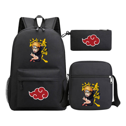 Anime Naruto Starry Sky Youth School Bag Three Piece Set For Boys And Girls Backpack Set