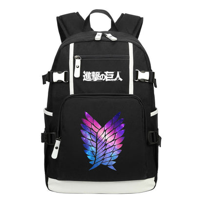 Giant Wings Of Cartoon And Anime Attack Youth Student Backpack, Leisure Travel Backpack