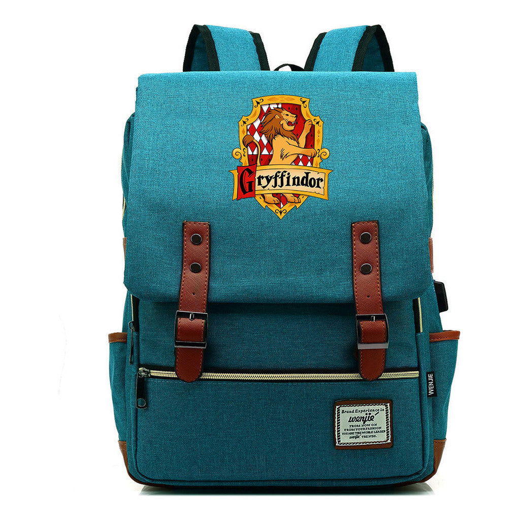 School Of Witchcraft And Wizardry Student Backpack Usb Men's And Women's Leisure Belt Buckle Backpack