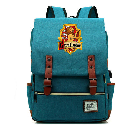 School Of Witchcraft And Wizardry Student Backpack Usb Men's And Women's Leisure Belt Buckle Backpack