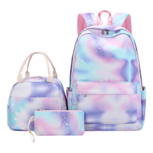 Rainbow Gradient Teenage Student Girls School Bag Lunch Bag Three Piece Set Backpack Set