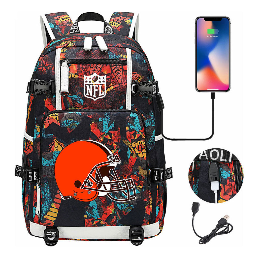Rugby Team Printed Usb Youth Student Backpack, Leisure Travel Backpack
