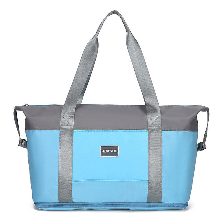 Contrast Color Luggage Bag, Travel Bag, Large Capacity Wet Dry Separation Sports And Fitness Bag, Shoulder Bag