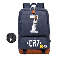 Football Star Cristiano Ronaldo Printed Usb Youth Primary And Secondary School Backpack For Boys And Girls Leisure Travel Backpack