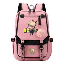 My Heroes Academy Usb Youth Student Backpack For Boys And Girls, Casual Woven Strap Flip Back Backpack