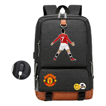 Football Star Cristiano Ronaldo Printed Usb Student Backpack For Leisure Travel Backpack