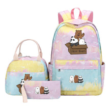 Cartoon Cute Three Cheap Bears Youth Student Girls School Bag Lunch Bag Three Piece Set Backpack Set