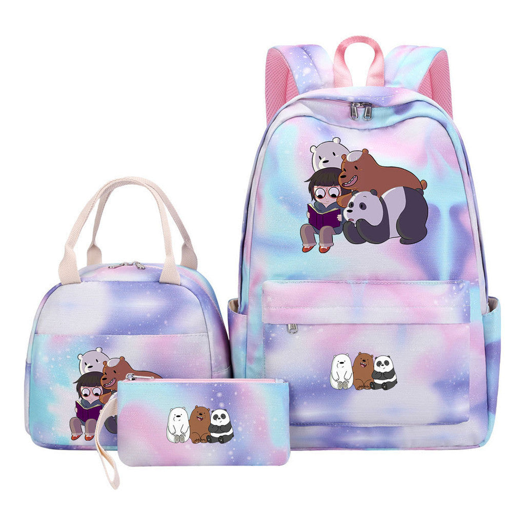 Cartoon Cute Three Cheap Bear Student Backpack Lunch Bag Three Piece Set Backpack Set