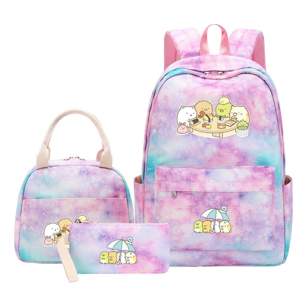 Game Corner Biology Youth School Bag Lunch Bag Three Piece Set Backpack Set
