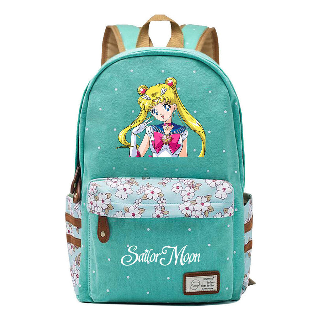 Anime Surrounding Beauty Girl Warrior Youth Student School Bag Fragmented Flower Boy's And Girl's Leisure Backpack