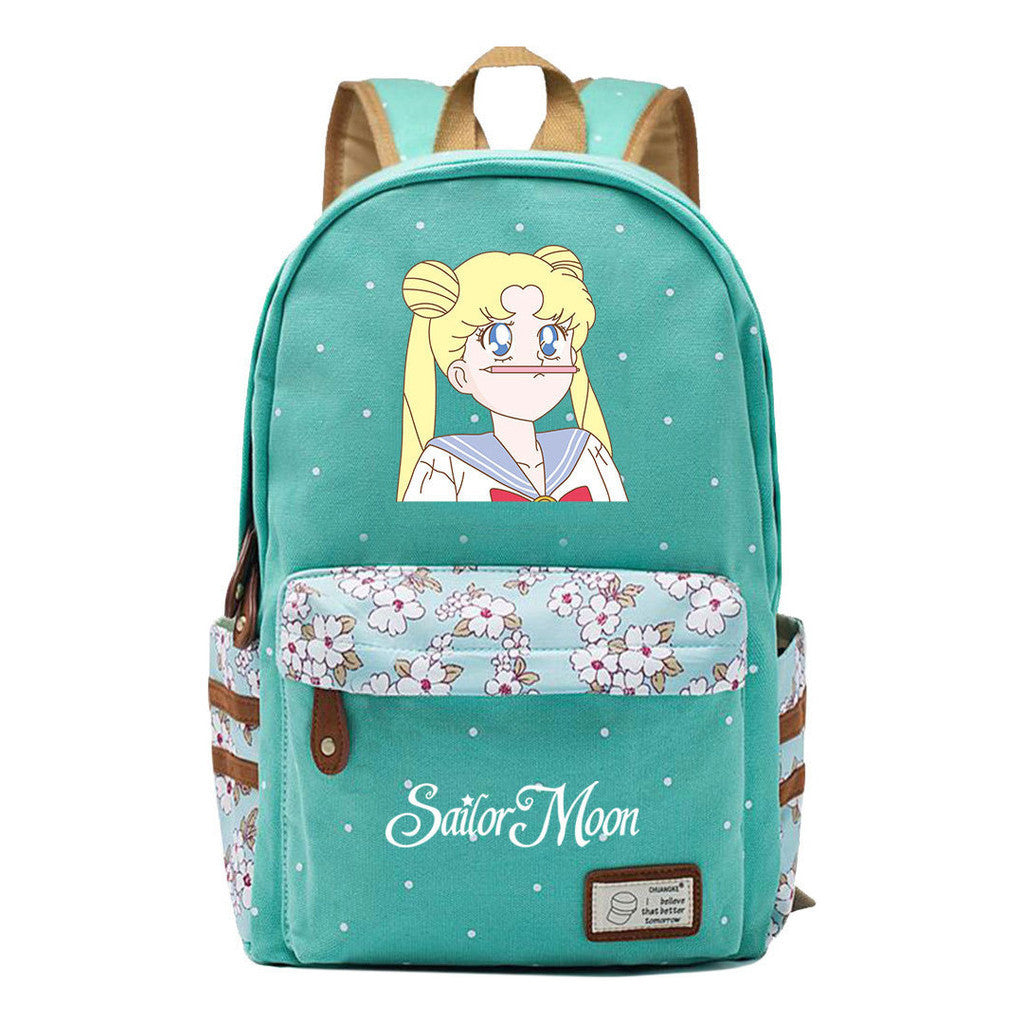 Anime Surrounding Beauty Girl Warrior Youth Student School Bag Fragmented Flower Boy's And Girl's Leisure Backpack