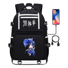 Manga Black Deacon Black Butler Printed Usb Youth Student Backpack Men's And Women's Leisure Travel Backpack