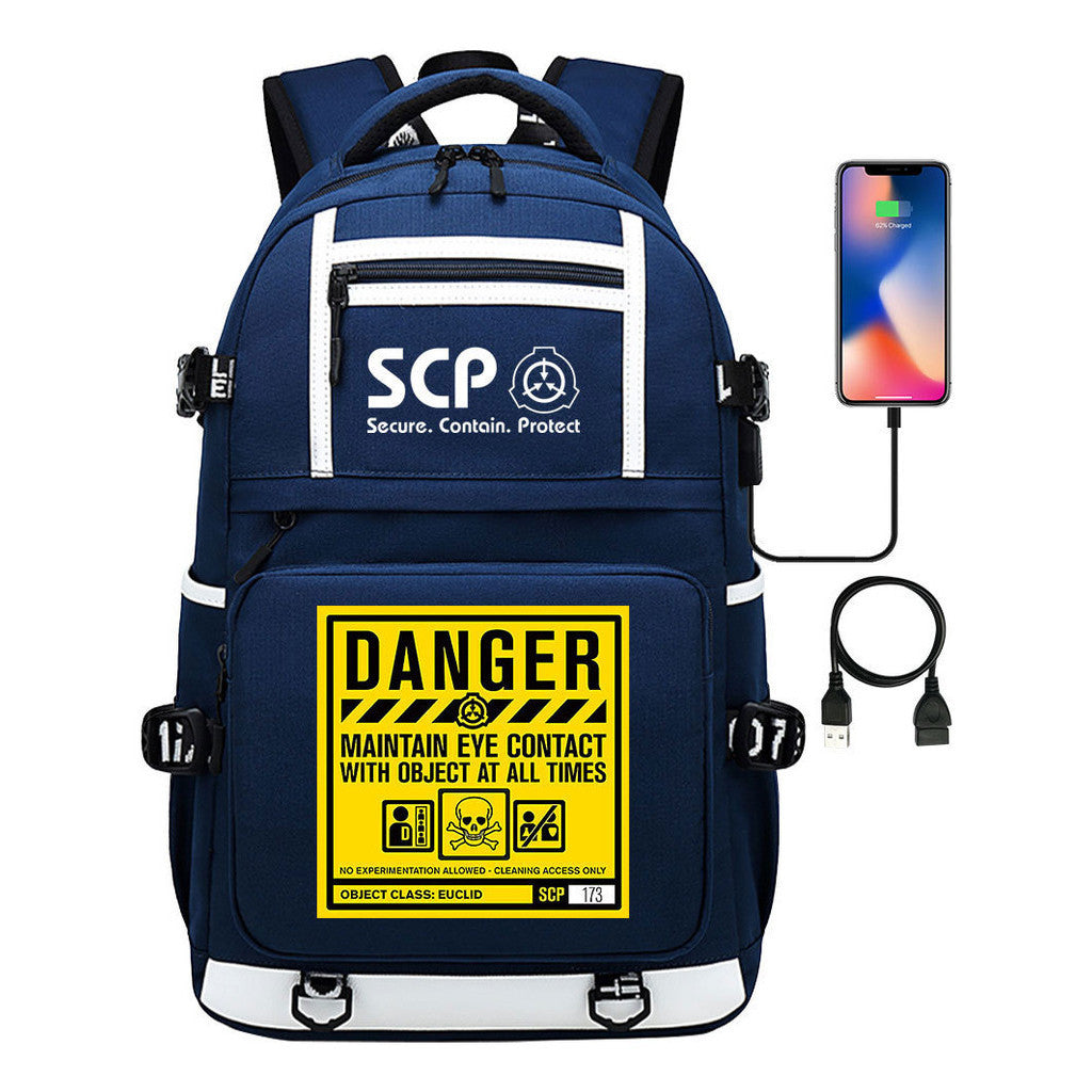 Printed Usb Youth School Bag Leisure Travel Backpack