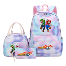 Super Mario Student Girls School Bag Lunch Bag Three Piece Backpack Set
