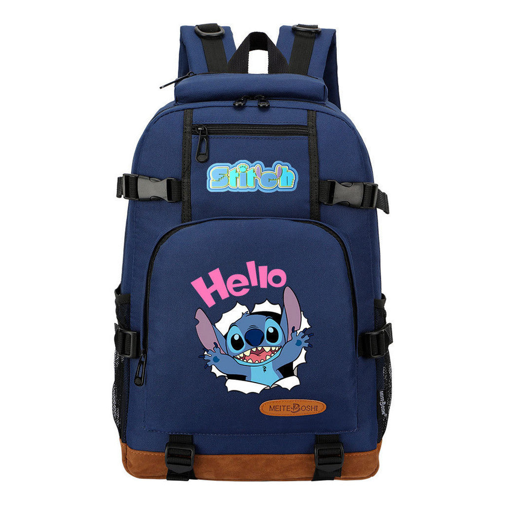 Anime Star Baby Stitch Printed Youth Backpack For Men And Women's Leisure Travel Backpack