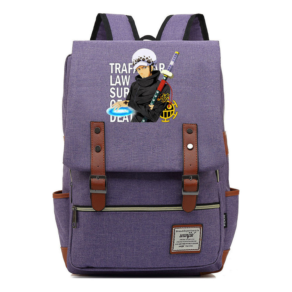 Anime Pirate King Luffy Printed Student School Bag Casual Belt Buckle Classic Backpack