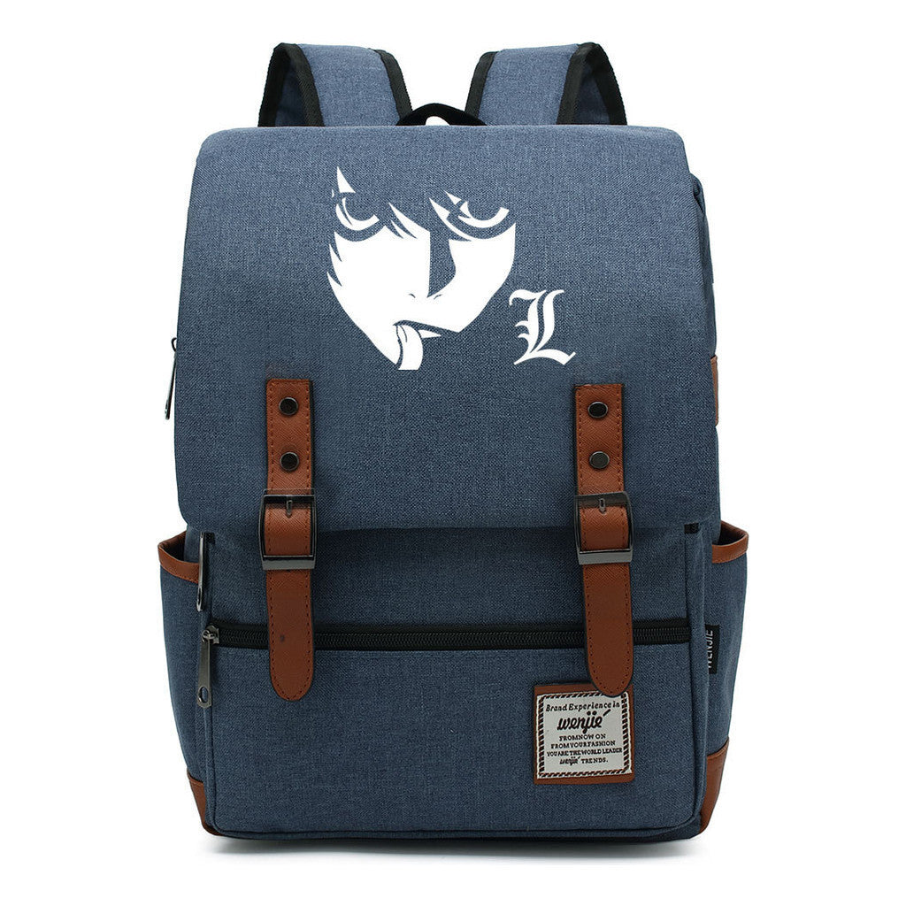 Manga Death Note Youth Student School Bag Men's And Women's Leisure Belt Buckle Backpack