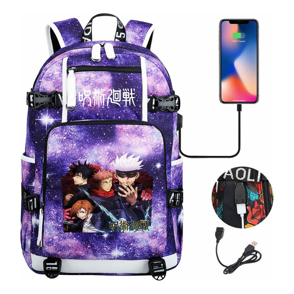 Printed Usb Youth Student Backpack For Men And Women's Leisure Large Capacity Travel Backpack