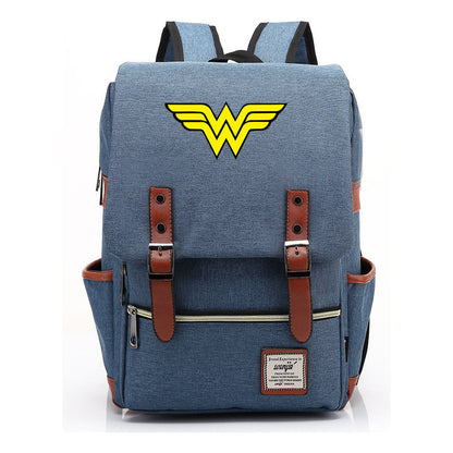 Anime Wonder Woman Printed Youth Student School Bag Men's And Women's Leisure Belt Buckle Backpack