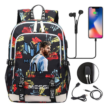 Sports Football Star Usb Youth Student Backpack For Men And Women's Leisure Sports Backpack