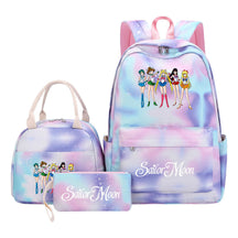 Beautiful Girl Warrior Teenage Student Girl Backpack Lunch Bag Three Piece Set Backpack Cover