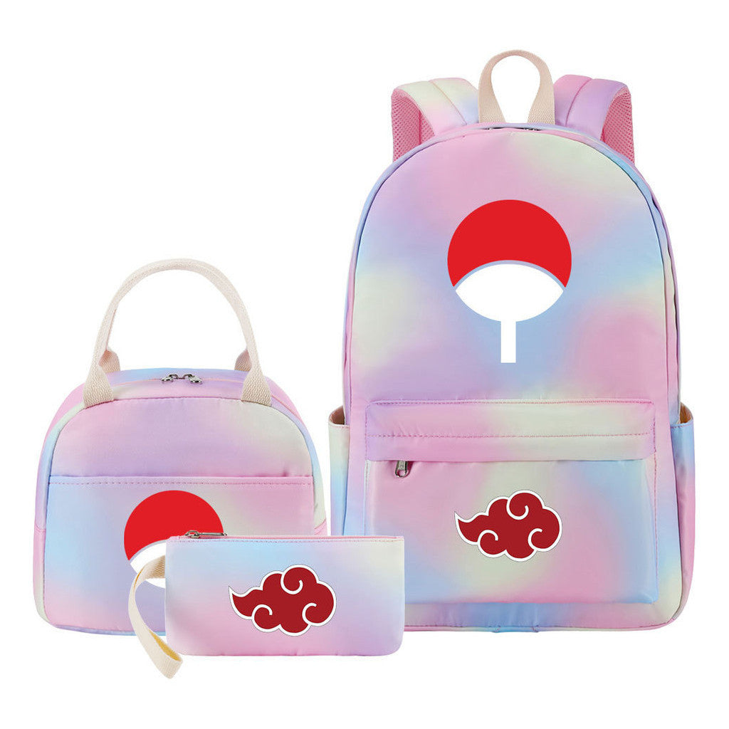 Naruto Teenage Student Girls School Bag Lunch Bag Three Piece Set Backpack Set