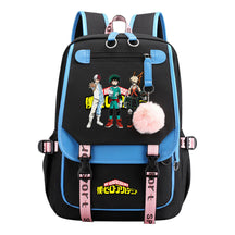 My Heroes Academy Usb Youth Student Backpack With Casual Woven Strap Flip Back Backpack