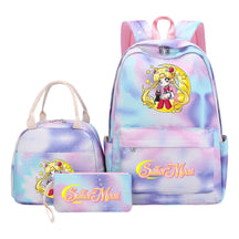 Beautiful Girl Warrior Student Schoolbag Lunch Bag Three Piece Set Backpack Cover