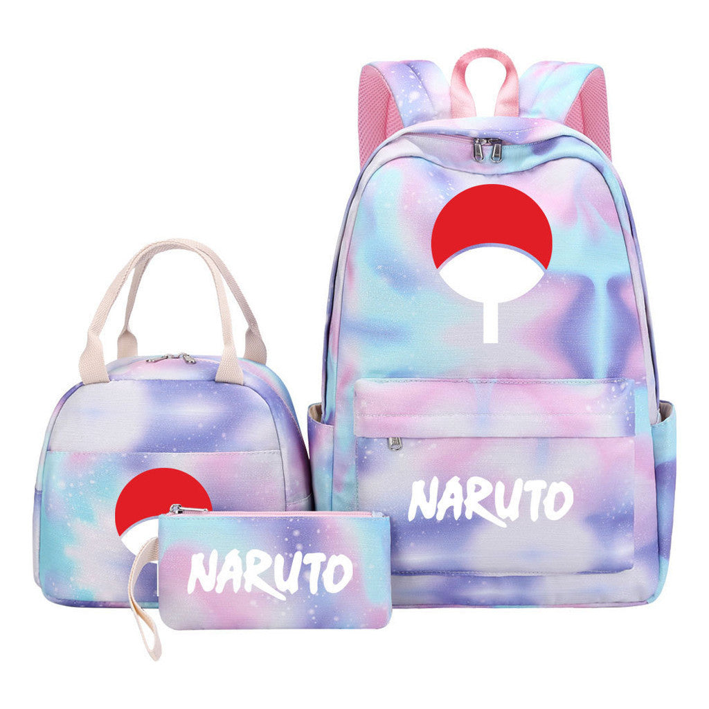 Naruto Student Girl Backpack Lunch Bag Three Piece Set Backpack Set