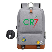 Football Star Cristiano Ronaldo Printed Usb Youth Student Backpack For Leisure Travel Backpack