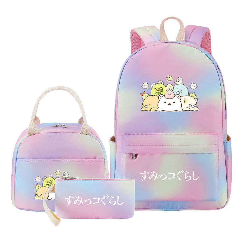 Game Corner Biology Youth Student Girls School Bag Lunch Bag Three Piece Set Backpack Set