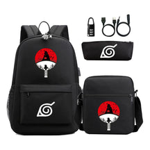 Naruto Usb Password Lock Youth Student Backpack Three Piece Set For Men And Women Backpack Set