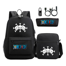Cartoon Pirate King Usb Password Lock Youth Student School Bag Three Piece Set For Boys And Girls Backpack Set