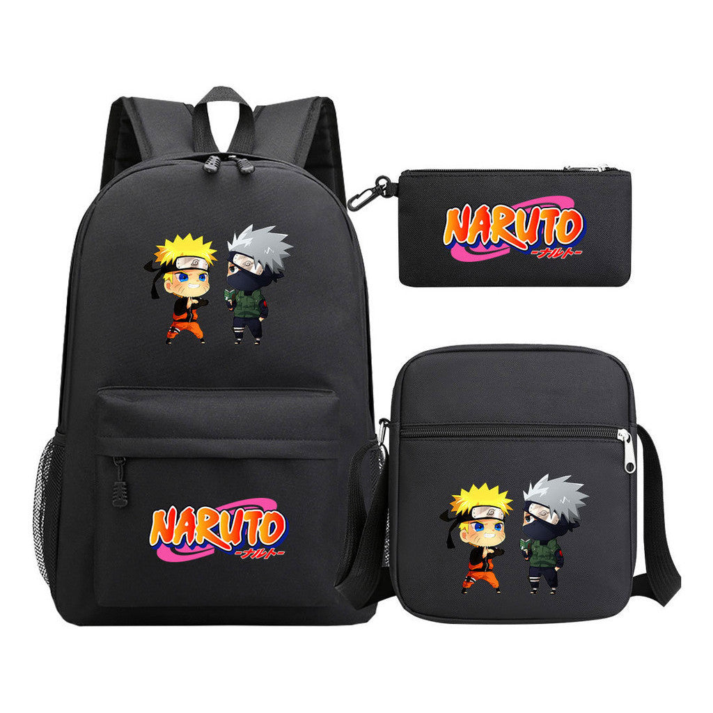 Anime Naruto Starry Sky Student School Bag Three Piece Set For Men And Women Backpack Set