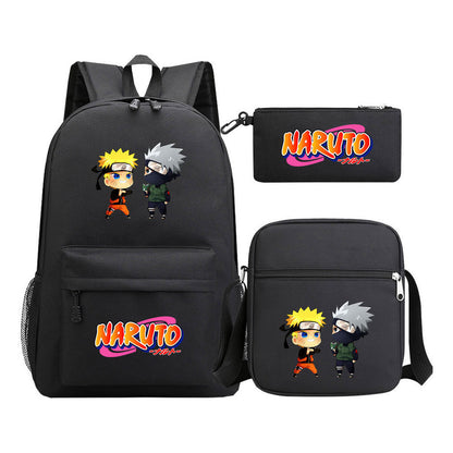Anime Naruto Starry Sky Student School Bag Three Piece Set For Men And Women Backpack Set