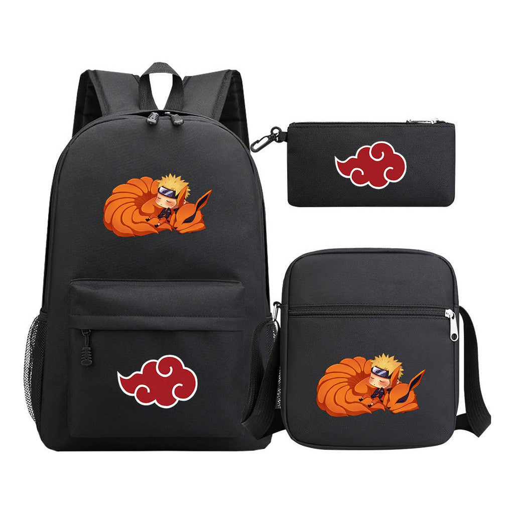 Anime Naruto Starry Sky Youth School Bag Three Piece Set For Boys And Girls Backpack Set