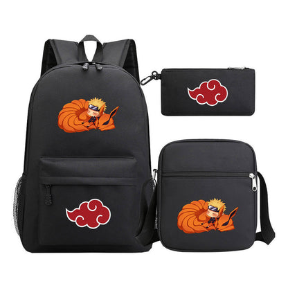 Anime Naruto Starry Sky Youth School Bag Three Piece Set For Boys And Girls Backpack Set
