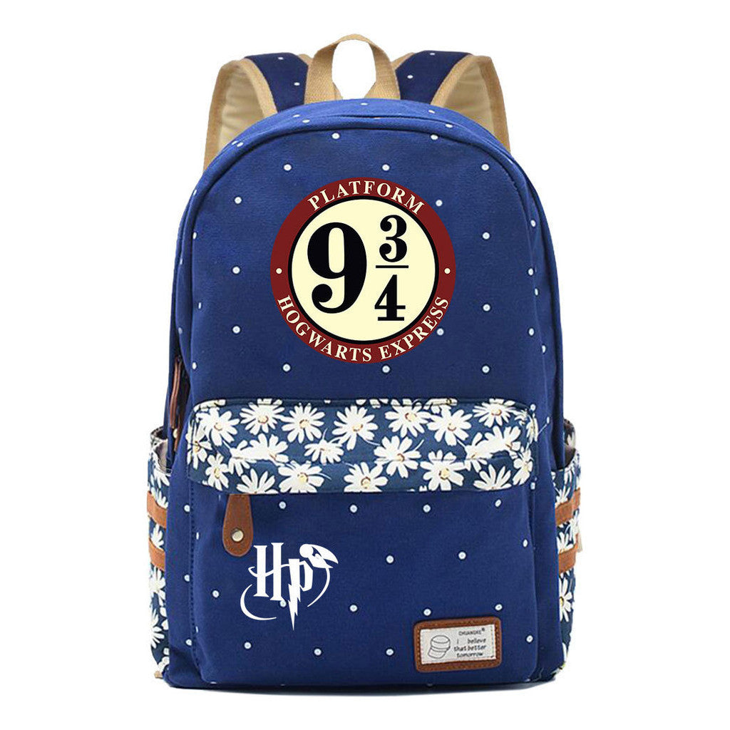 School Of Witchcraft And Wizardry Student Backpack, Floral Canvas, Female Backpack