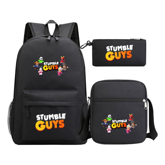 Three piece printed student backpack set for boys and girls, backpack set
