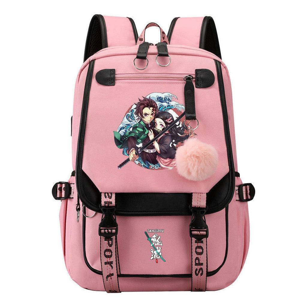 Cartoon Fashion Usb Student Backpack For Boy And Girl, Casual Woven Strap Flip Back Backpack