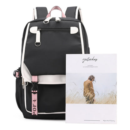 Cartoon Fashion Usb Youth Student School Bag Casual Ribbon Flip Backpack