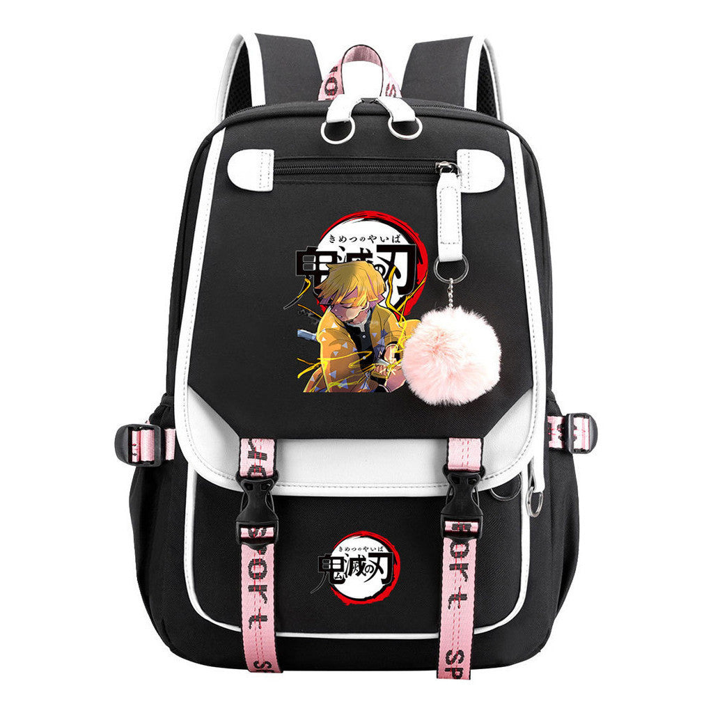 Cartoon Fashion Usb Student Backpack With Casual Woven Strap Flip Back Backpack