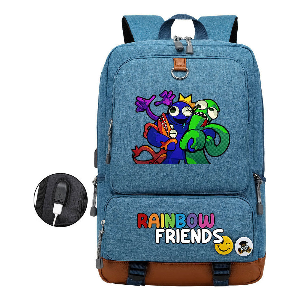 Rainbow Friend Usb Youth School Bag Leisure Travel Backpack