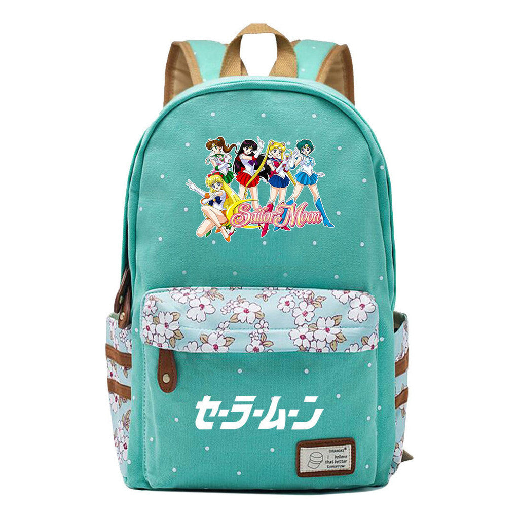 Anime Beauty Girl Warrior Student School Bag Fragmented Flower Boy's And Girl's Leisure Backpack