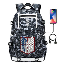 The Giant Soldier Captain Of The Manga Attack Printed Usb Youth Student Backpack Men's And Women's Backpack Leisure Travel Backpack