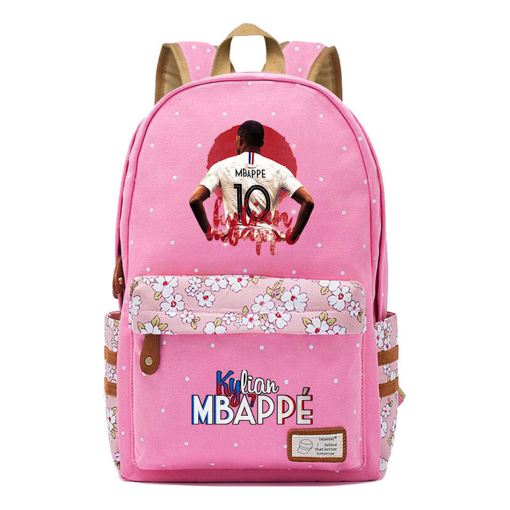 Football Star Mbappe Printed Teenage Girl Student Backpack, Fashionable And Casual Backpack