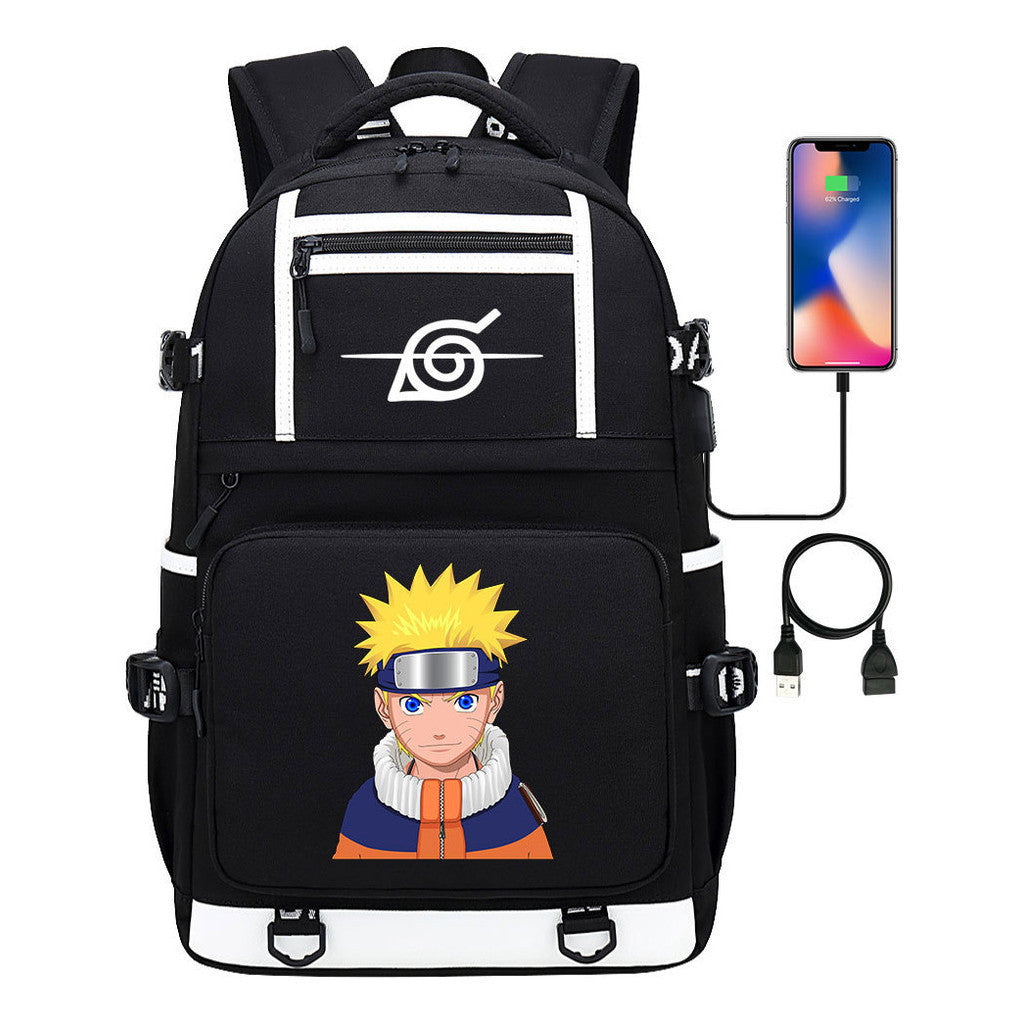 Fashionable Naruto Usb Youth Student School Bag Men's And Women's Backpack Leisure Travel Bag