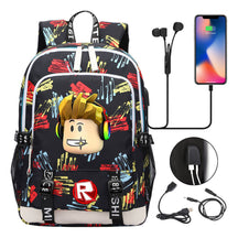 Game Roblox Printed Student Backpack Usb Casual Backpack Boys And Girls