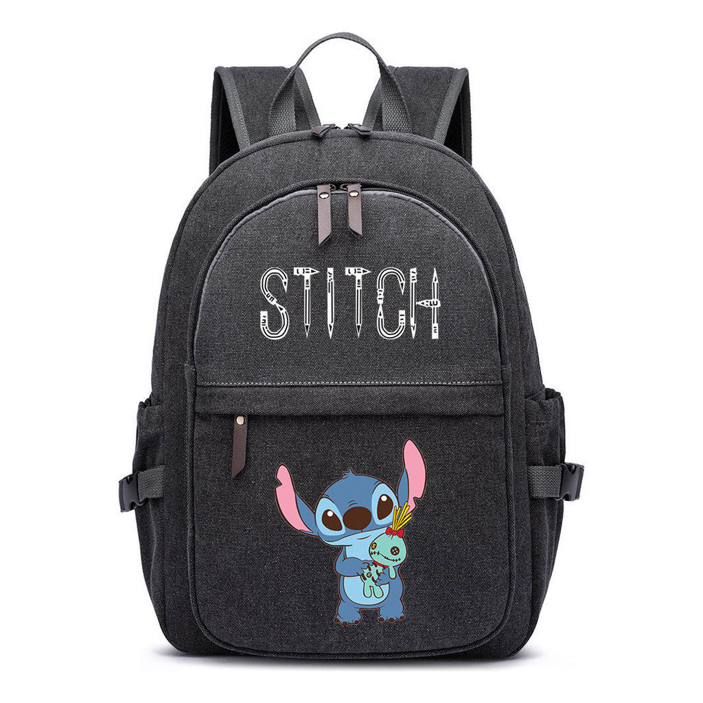 Anime Star Baby Stitch Printed Youth Student Backpack For Men And Women With Casual Woven Straps Backpack