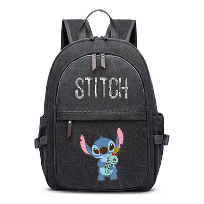 Anime Star Baby Stitch Printed Youth Student Backpack For Men And Women With Casual Woven Straps Backpack